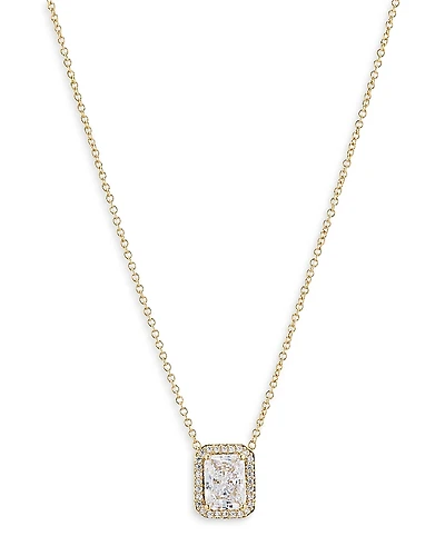 Nadri Emerald Cut Halo Pendant Necklace, 16
