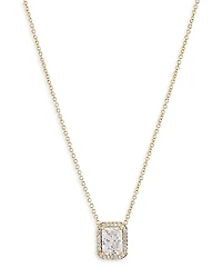 Nadri Emerald Cut Halo Pendant Necklace, 16