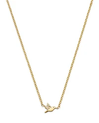 14K Yellow Gold Itty Bitty Symbols Hummingbird Pendant Necklace, 14-16"