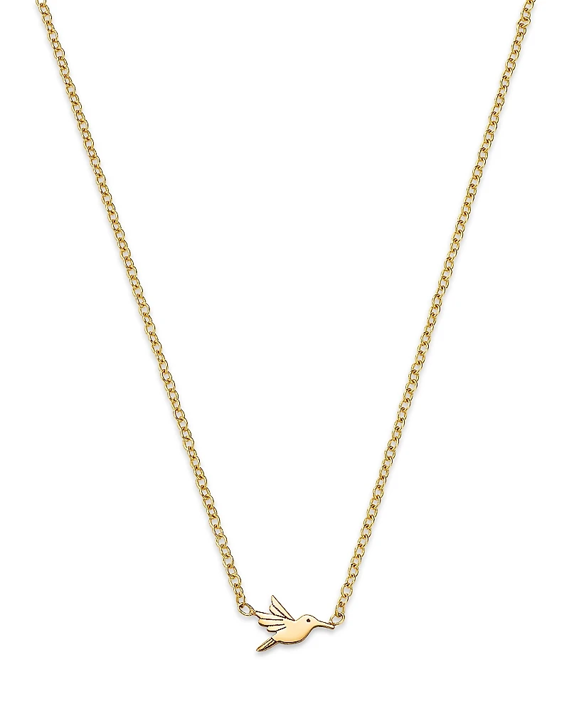 Zoe Chicco 14K Yellow Gold Itty Bitty Symbols Hummingbird Pendant Necklace, 14-16