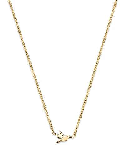 Zoe Chicco 14K Yellow Gold Itty Bitty Symbols Hummingbird Pendant Necklace, 14-16