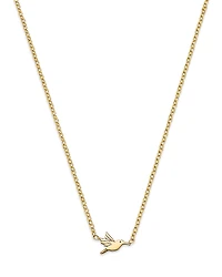 Zoe Chicco 14K Yellow Gold Itty Bitty Symbols Hummingbird Pendant Necklace, 14-16