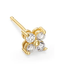 14K Yellow Gold Prong Diamonds Diamond Flower Single Stud Earring