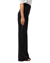 The Mia Petite High Rise Wide Leg Coated Jeans Black
