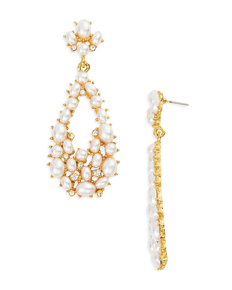 Kenneth Jay Lane Imitation Pearl Cluster Drop Earrings