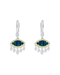 14K Yellow & White Gold Opal & Diamond Evil Eye Drop Earrings