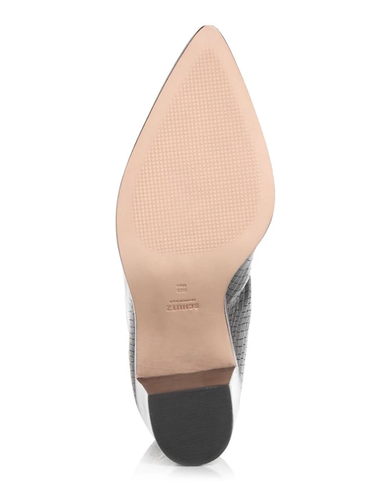 Women's Maryana Croc-Embossed Block Heel Pointed-Toe Tall Boots