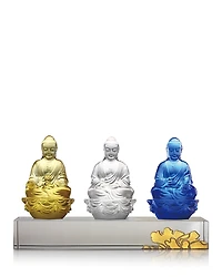 Liuli Accompanied by Peace and Joy Buddha Sculpture, Set of 3