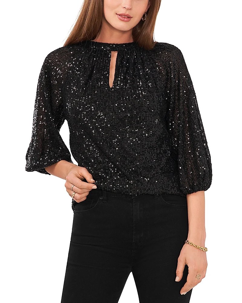 Vince Camuto Raglan Sleeve Sequin Top