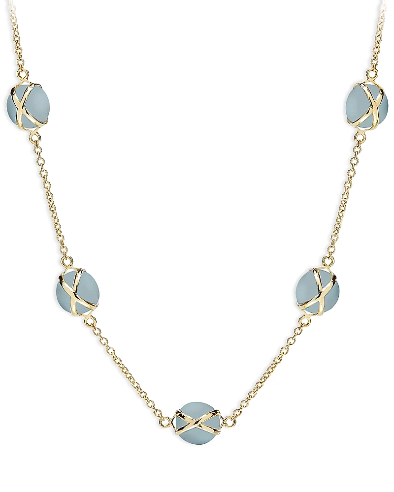 L. Klein 18K Yellow Gold Prisma Aquamarine Crossover Collar Necklace, 16-18