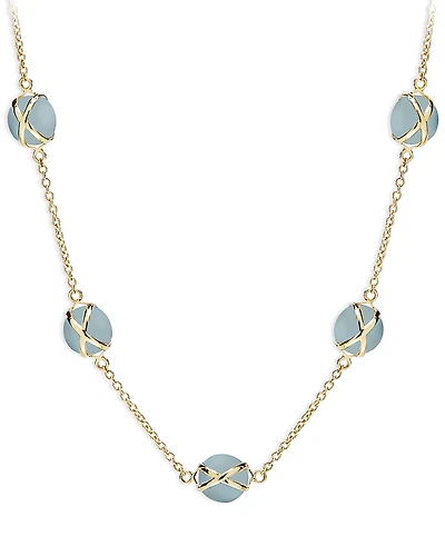 L. Klein 18K Yellow Gold Prisma Aquamarine Crossover Collar Necklace, 16-18