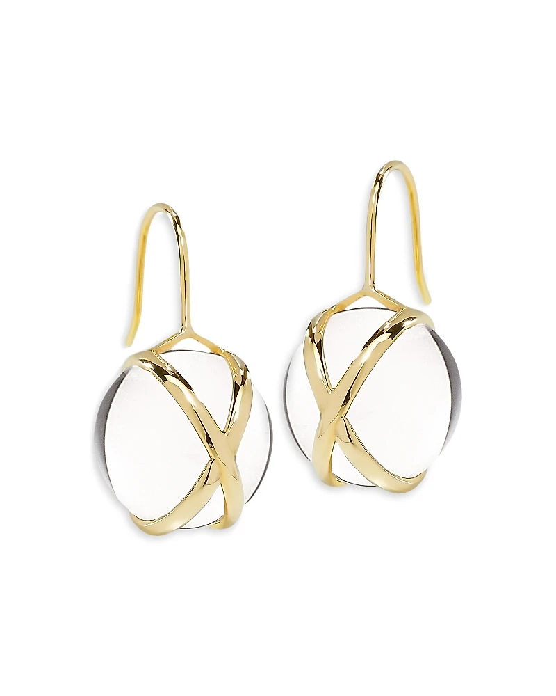 L. Klein 18K Yellow Gold Prisma Crystal Quartz 14mm Drop Earrings