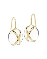 L. Klein 18K Yellow Gold Prisma Crystal Quartz 14mm Drop Earrings