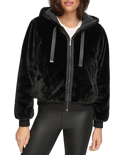 Marc New York Faux Fur Zip Up Hoodie