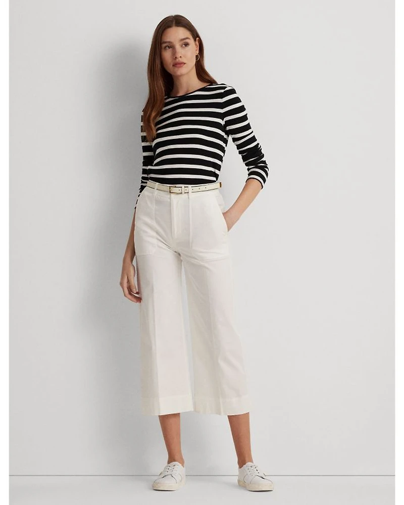 Cotton Long Sleeve Striped Tee