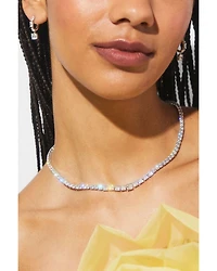 Rockstars Cubic Zirconia Collar Necklace in Rhodium Plated, 16"