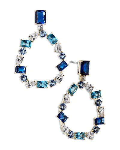 Blue Stone Circle Drop Earrings