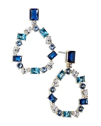 Blue Stone Circle Drop Earrings