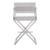 Director Performance Vegan Leather and Stainless Steel Counter Stool in White