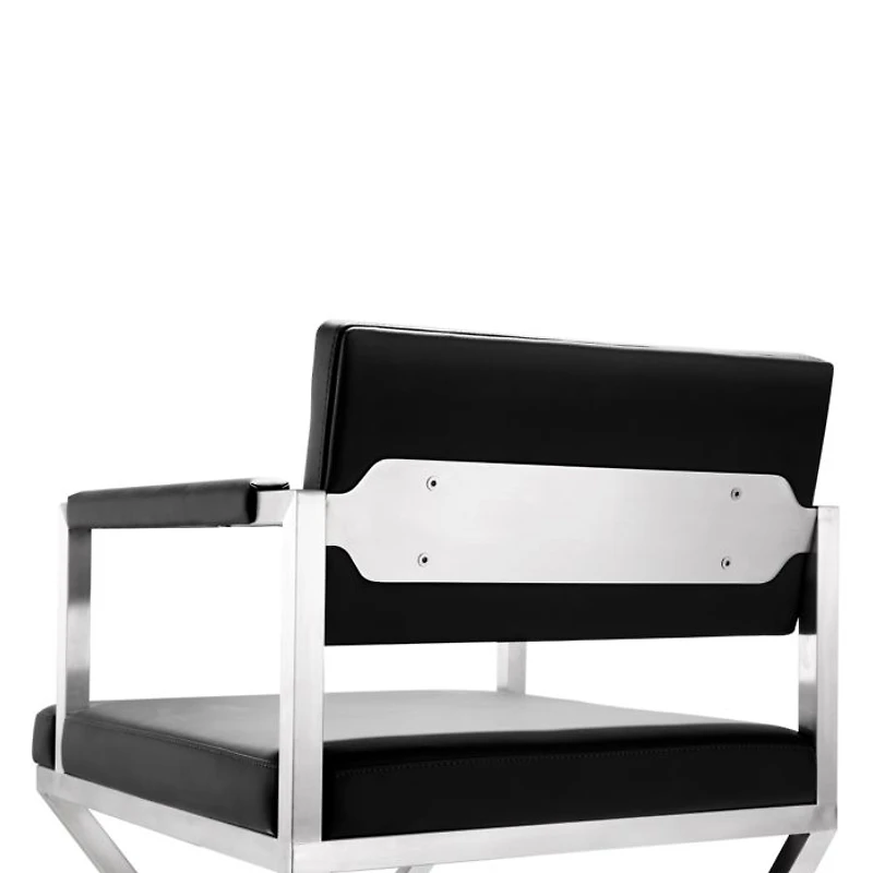 Director Performance Vegan Leather and Stainless Steel Barstool Black