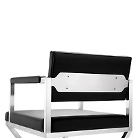 Director Performance Vegan Leather and Stainless Steel Barstool Black