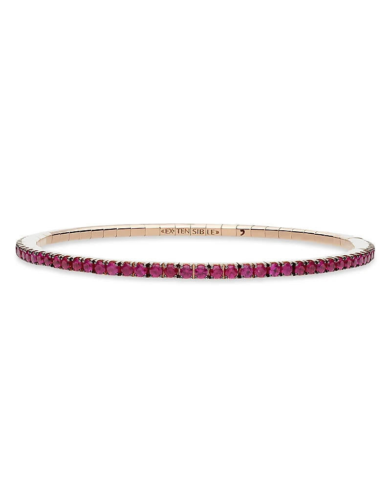 Extensible 14K Rose Gold Ruby Stretch Tennis Bracelet