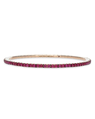 Extensible 14K Rose Gold Ruby Stretch Tennis Bracelet