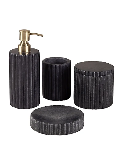 Gauri Kohli Roksana Black Marble Bath Accessories, Set of 4