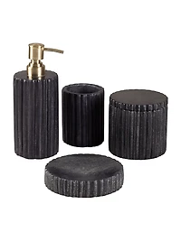 Gauri Kohli Roksana Black Marble Bath Accessories, Set of 4