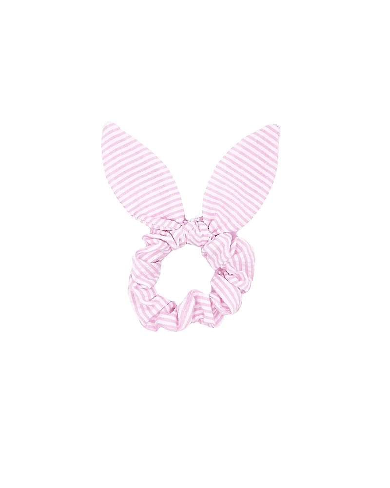 Bits & Bows Girls' Palmer Pink Seersucker Bow Scrunchie - Little Kid, Big Kid