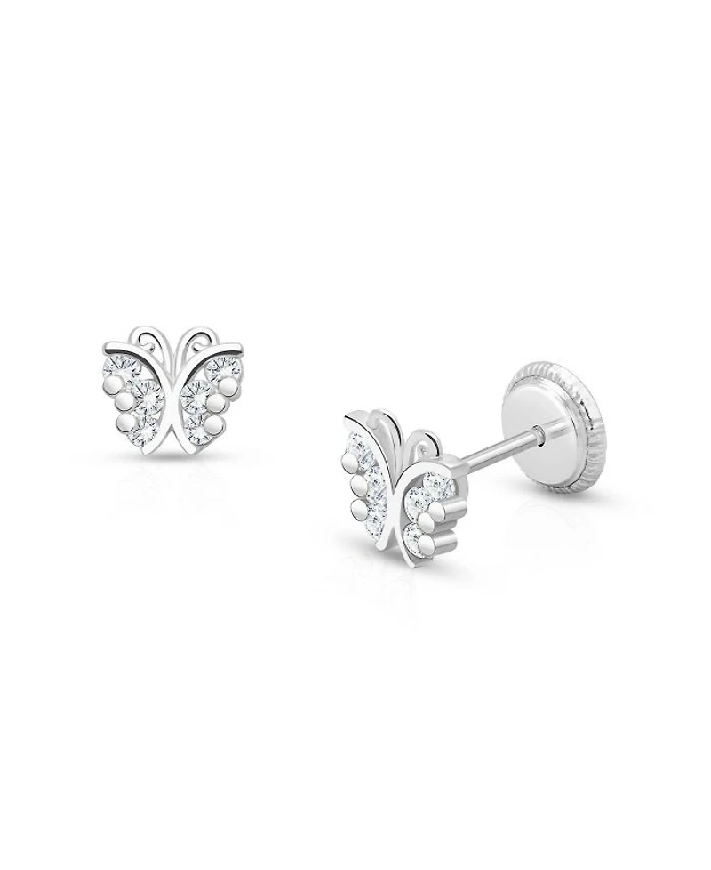 Girls' 14K Gold Curly Butterfly Studs Screw Back Earrings - Baby, Little Kid, Big Kid