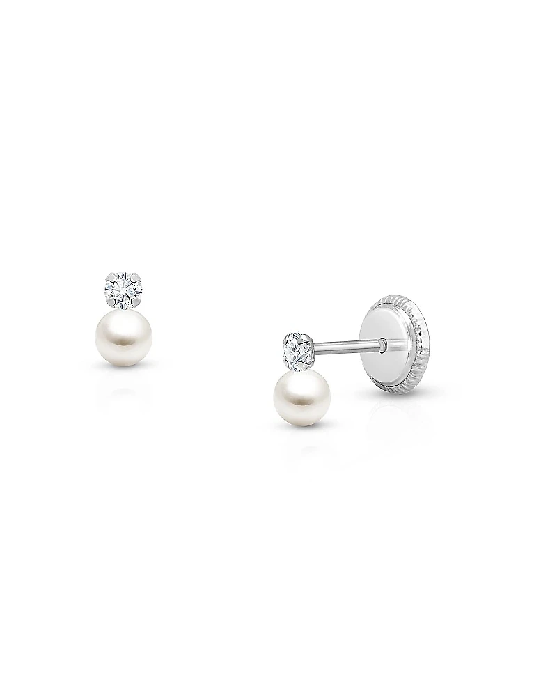 Tiny Blessings Girls' 14K Gold 3mm Cultured Pearl Drop Studs Screw Back Earrings - Baby, Little Kid, Big Kid