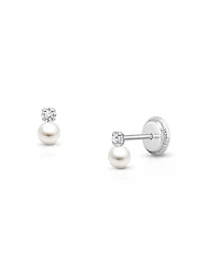 Tiny Blessings Girls' 14K Gold 3mm Cultured Pearl Drop Studs Screw Back Earrings - Baby, Little Kid, Big Kid