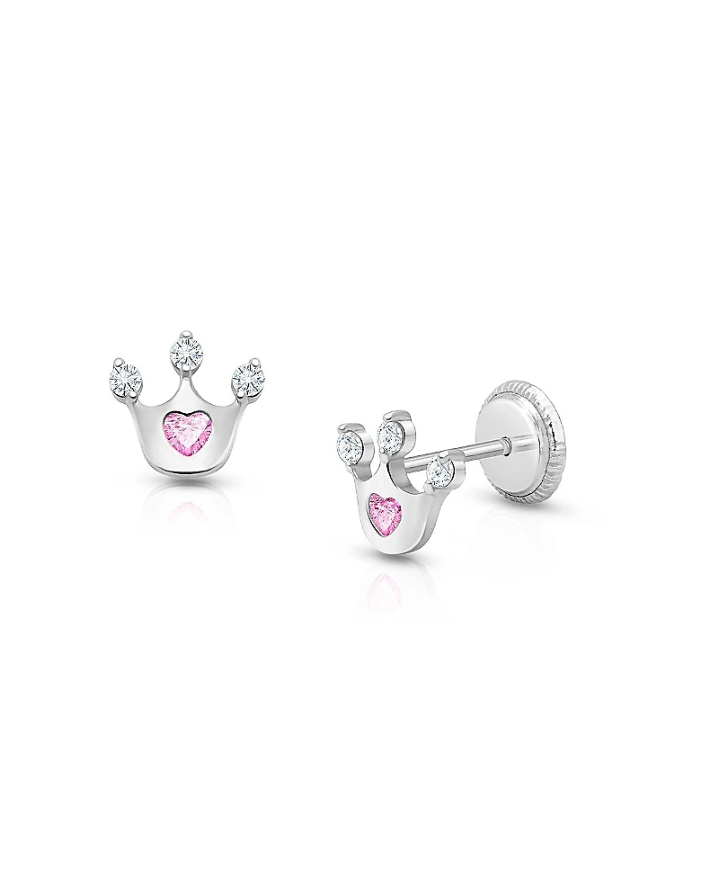 Tiny Blessings Girls' 14K Gold Princess at Heart Studs Screw Back Earrings - Baby, Little Kid, Big Kid