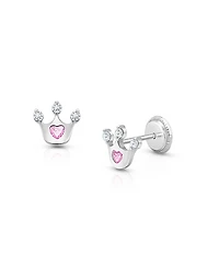 Tiny Blessings Girls' 14K Gold Princess at Heart Studs Screw Back Earrings - Baby, Little Kid, Big Kid