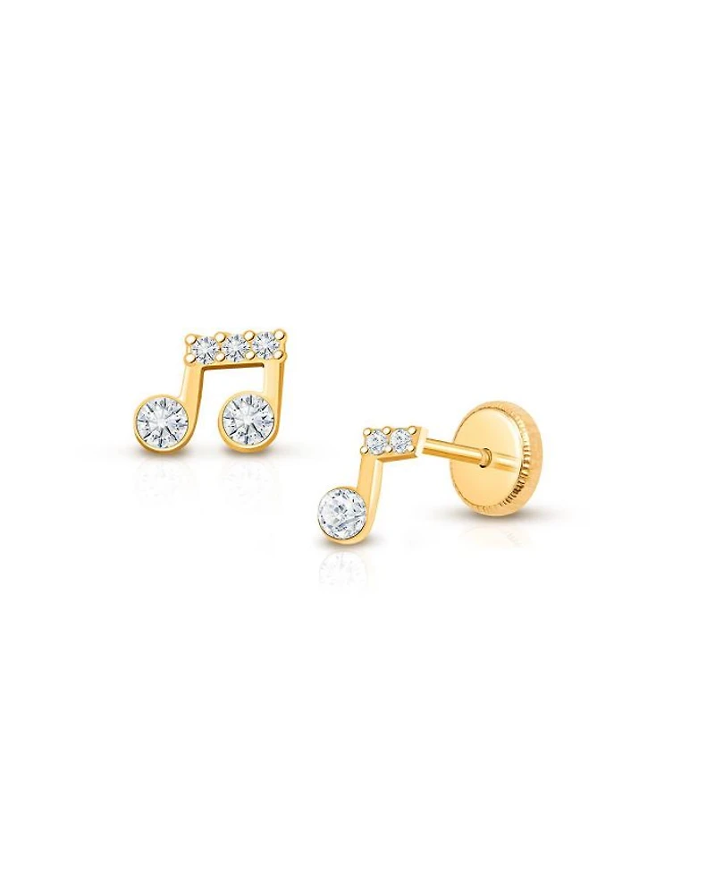 Girls' 14K Gold Magical Music Notes Studs Screw Back Earrings - Baby, Little Kid, Big Kid