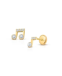 Girls' 14K Gold Magical Music Notes Studs Screw Back Earrings - Baby, Little Kid, Big Kid