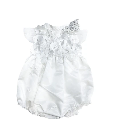 Petite Maison Kids Unisex Butterfly White Satin Ceremony Romper