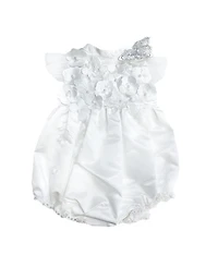 Petite Maison Kids Unisex Butterfly White Satin Ceremony Romper