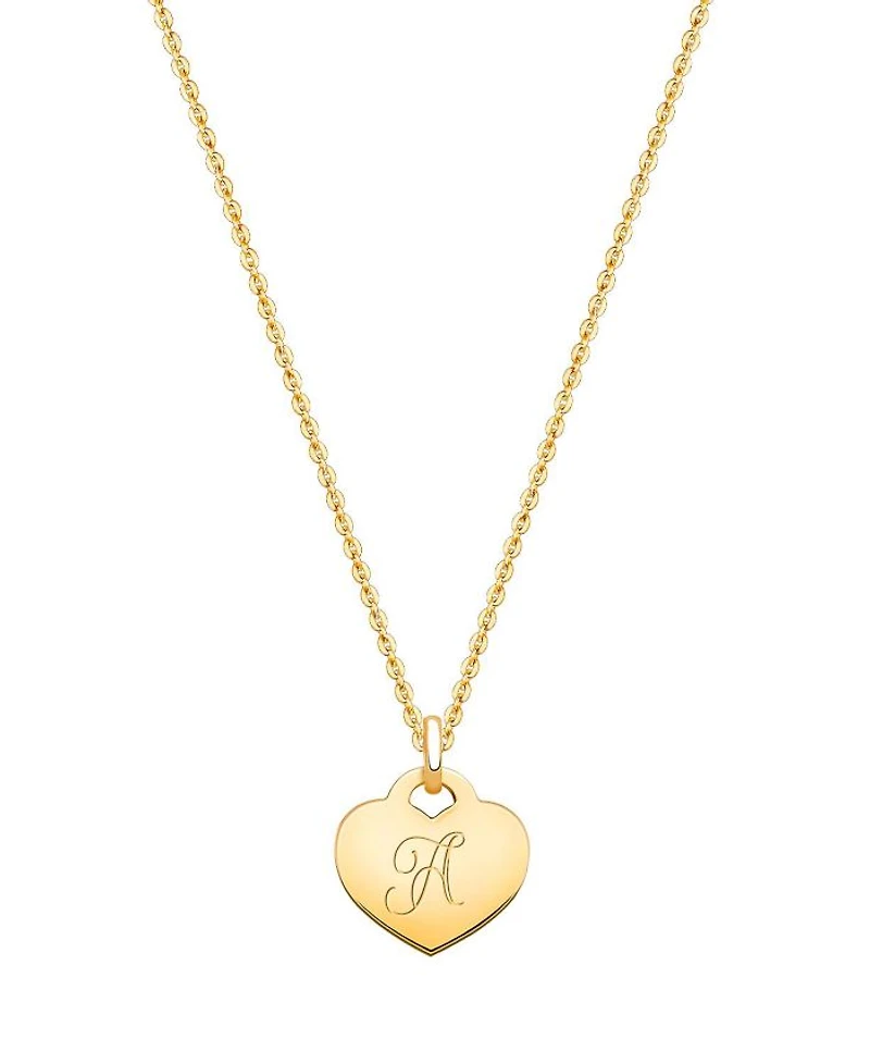 Girls' 14K Gold Baby Heart & Engraved Initial 13-14" Necklace - Children