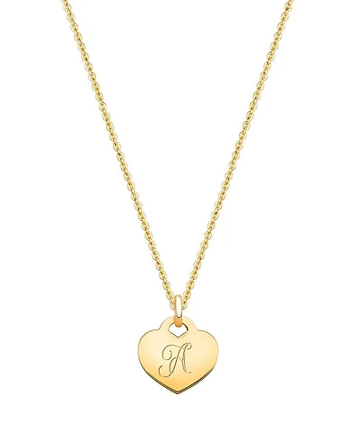 Girls' 14K Gold Baby Heart & Engraved Initial 13-14" Necklace - Children
