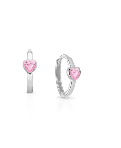 Girls' 14K Gold True Love Pink Heart Huggie Hoop Earrings - Little Kid, Big Kid