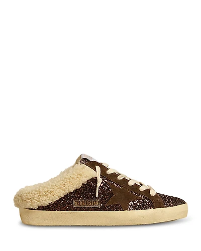 Golden Goose Women's Super-Star Glitter Shearling Mule Sneakers