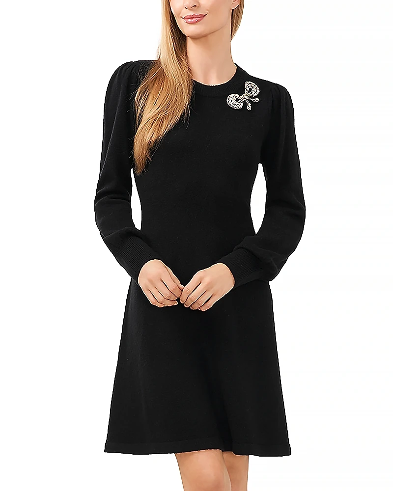 CeCe Bow Applique Sweater Dress