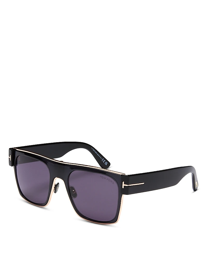Tom Ford Metal Accent Square Sunglasses, 54mm