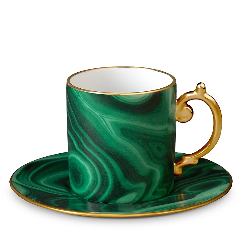 L'Objet Malachite Espresso Cup and Saucer