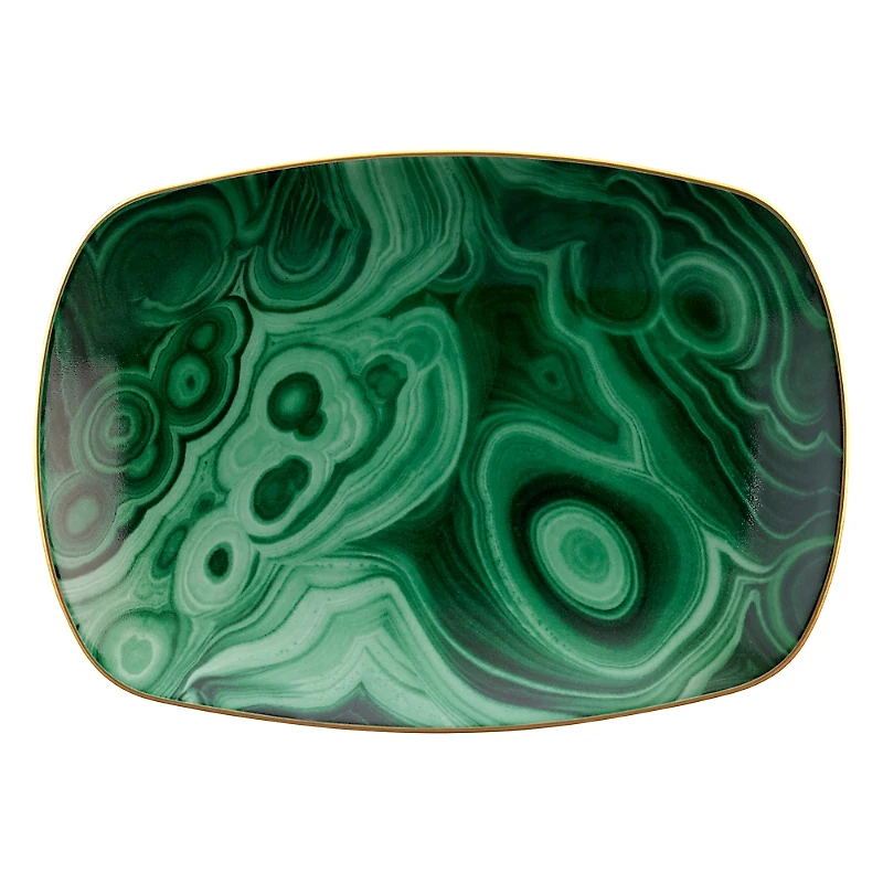 L'Objet Malachite Rectangular Tray - Small