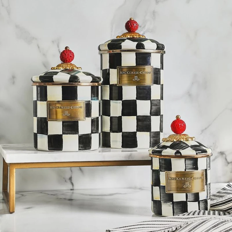 Courtly Check Enamel Canisters