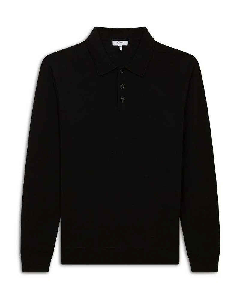 Trafford Merino Wool Slim Fit Long Sleeve Polo Shirt
