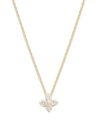 Diamond Flower Pendant Necklace in 14K Yellow Gold, 0.25 tcw